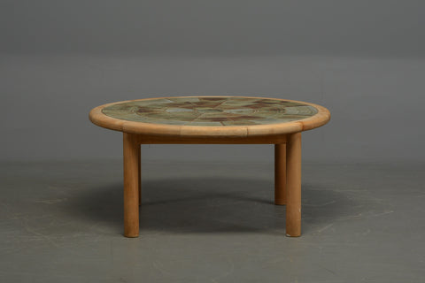 Beech coffee table with tiles
