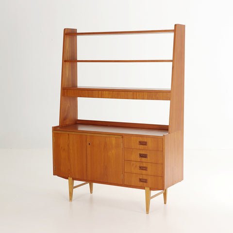 BOOKSHELF WITH CABINET AND pull out DESKTOP, teak, Sweden 1950s/60s.