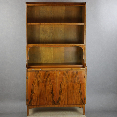 Item # : BOOKSHELF with cabinet and pull-out writing shelf, walnut, 1960s.