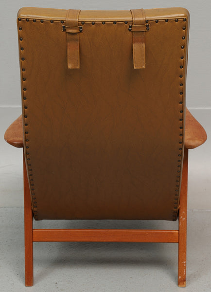 . Classic ARMCHAIR, teak &  leatherette, mid-20th century.