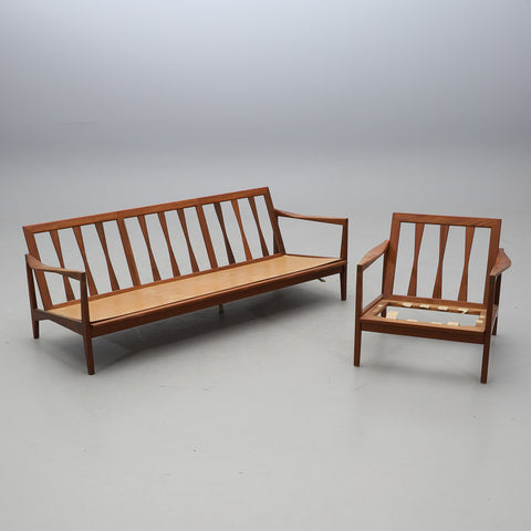 Teak sofa and armchair frame, Engen furniture Örkelljunga 1960s
