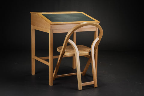 Beech Writing Table with Oak Folding Chair
