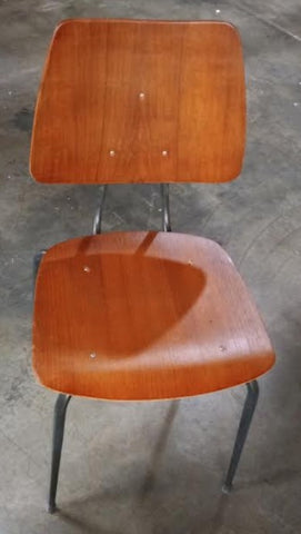 Danish laminated teak chair with mettle  base.