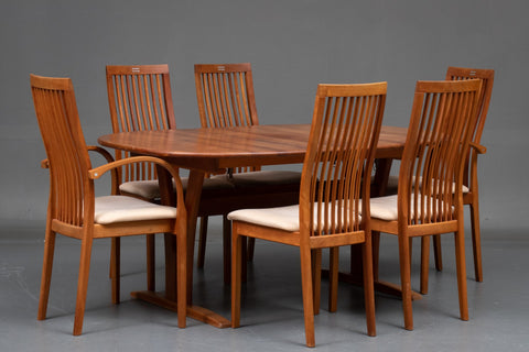 K. Høffer Larsen:  Six dining chairs - SOLID cherry wood