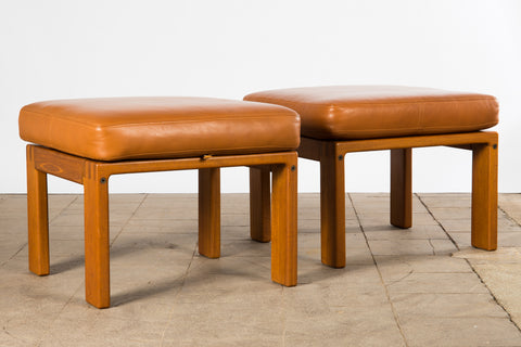 Teak and Leather Footstool
