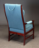 Mahogany-Stained Beech Armchair With Ottoman *