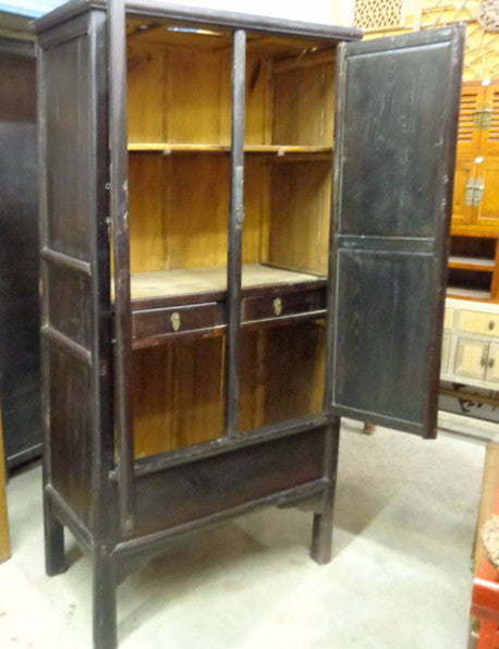 19th Century Chinese Antique Fir Cabinet with Doors Open