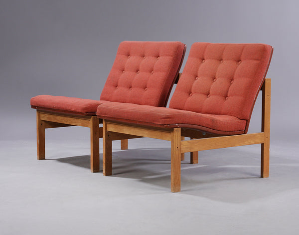 A pair of 'Moduline' solid oak armchairs Torben Lind & Ole Gjerløv-Knudsen