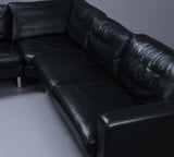 Black leather Freestanding corner sofa , Stouby.