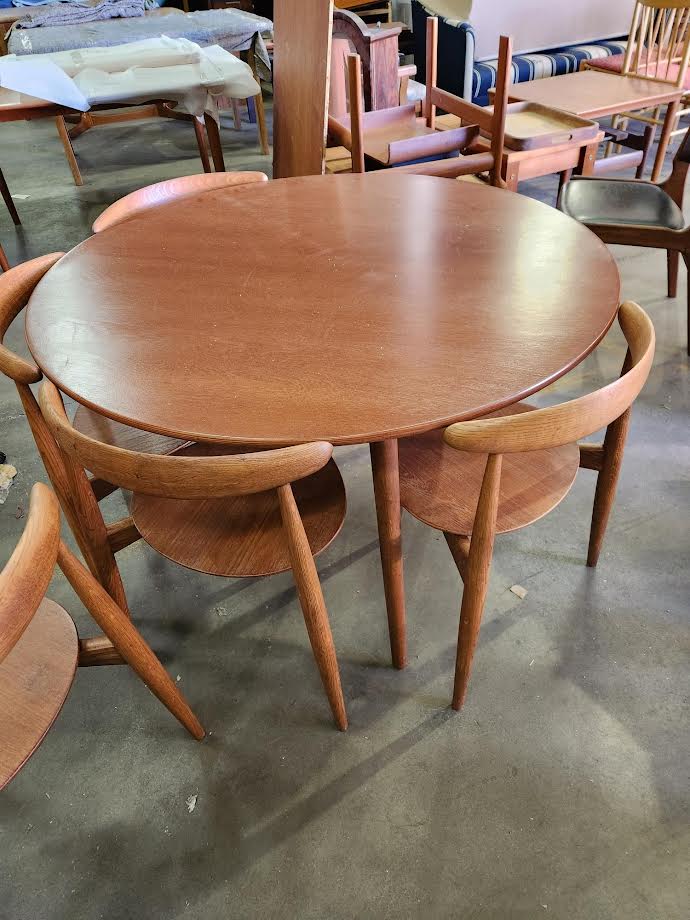 Teak Hans Wegner Heart dining chairs and Mostly Danish