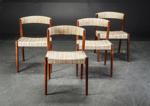 Dining chairs, rosewood frame. Danish furniture manufacturer.