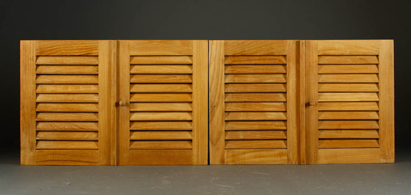 Pair of wall-mounted cabinets in solid teak wood