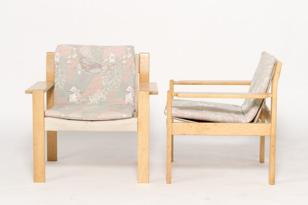 White oak easy chairs, Made in Denmark