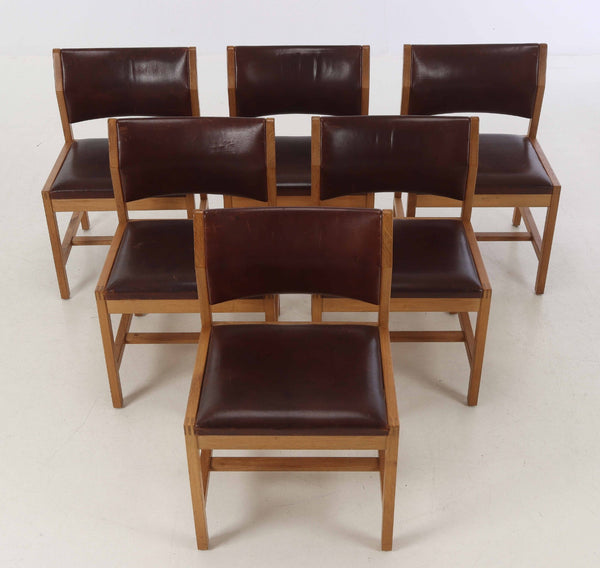 Set of six oak dining chairs Børge Mogensen for Fredericia Chair Factory.  model 'BM 72'