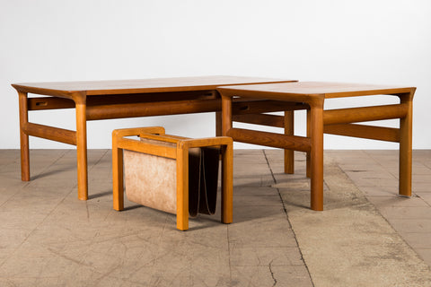 Mixed lot of side TEAK tables / newspaper holders, Komfort and Sallin Stolefabrik, Denmark.