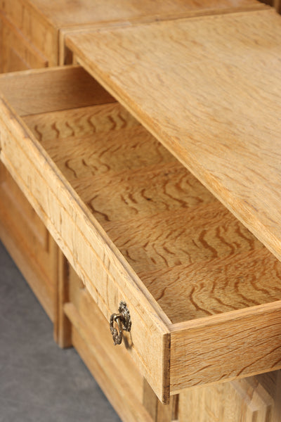 Six OAK sideboards / CABINETS in Kjærnulf style, 1960-70s.