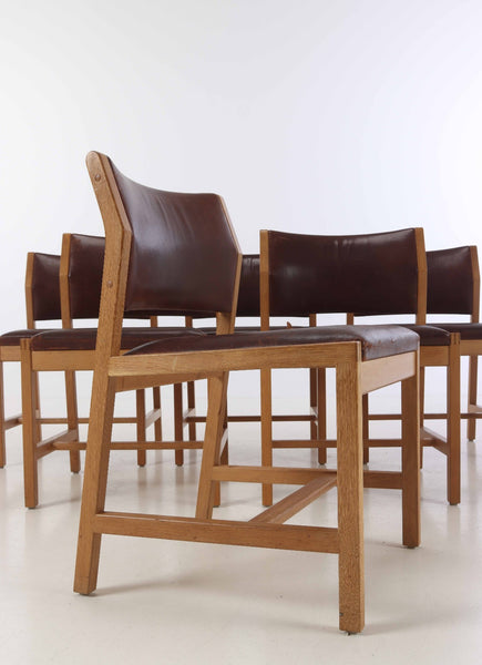 Set of six oak dining chairs Børge Mogensen for Fredericia Chair Factory.  model 'BM 72'