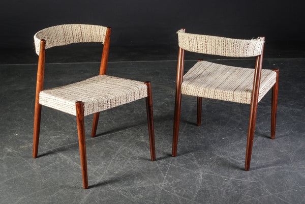 Dining chairs, rosewood frame. Danish furniture manufacturer.