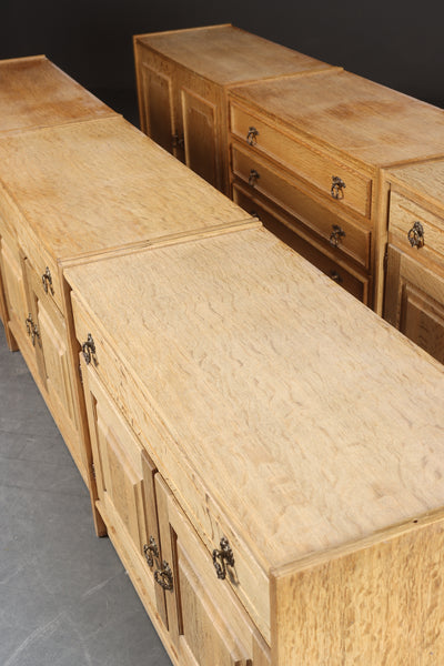 Six OAK sideboards / CABINETS in Kjærnulf style, 1960-70s.