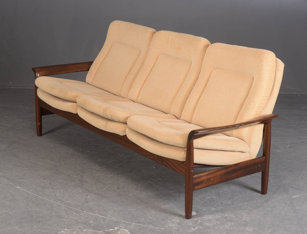 H. W. Klein for Bramin. Mahogany sofa, two armchairs and footstool