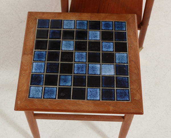 Sewing / end table/serving cart  and small teak side table