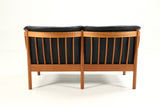 Two-person cherry sofa, black leather- Nielaus.