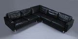 Black leather Freestanding corner sofa , Stouby.