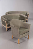 Mogens Hansen. 3-+2-seater white oak sofas and armchair (3)