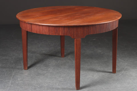 Large diameter Teak round dining table with 2 leaves