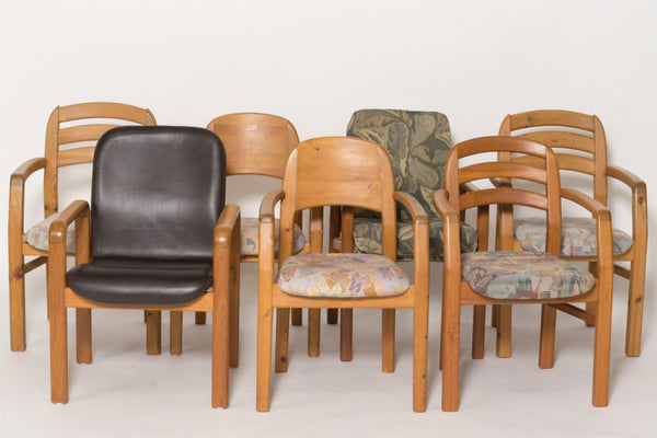 Dyrlund. Armchairs made of solid teak / pine wood. (7)