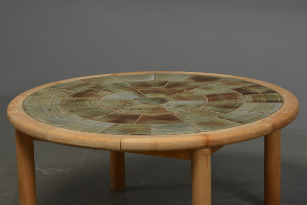Beech coffee table with tiles