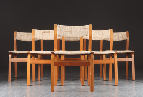 Bent laminated teak chairs, 1960s-70s