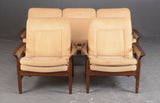 H. W. Klein for Bramin. Mahogany sofa, two armchairs and footstool