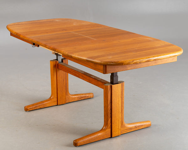 Solid teak, height adjustable coffee / Dining table, with a self storing  leaf