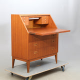 SECRETARY, Teak, 3 drawers and 6 small drawers behind the drop leaf.