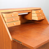 SECRETARY, Teak, 3 drawers and 6 small drawers behind the drop leaf.