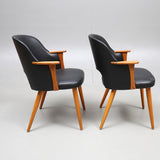 ARM CHAIRS, 1 pair, teak and synthetic leather, 1960s.