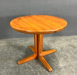 Solid Teak Round Dining Table with 1 leaf