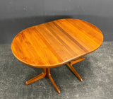 Solid Teak Round Dining Table with 1 leaf