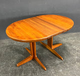 Solid Teak Round Dining Table with 1 leaf