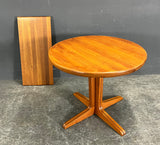 Solid Teak Round Dining Table with 1 leaf