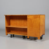 SOLID FLAMING BIRCH DESK, second half of the 20th century.