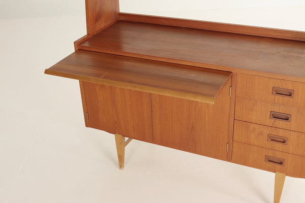 BOOKSHELF WITH CABINET AND pull out DESKTOP, teak, Sweden 1950s/60s.