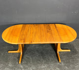 SMALL EXTENDABLE SOLID TEAK DINING TABLE.