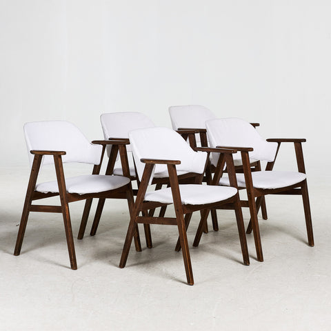 Classic Danish arm chairs, with dark stain