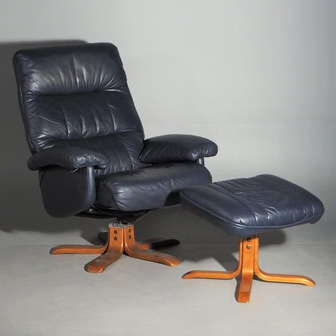 Swivel/ tilt Leather armchair and stool