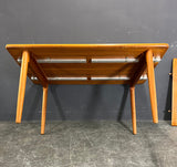 HIGHLY UNUSUAL RECTANGULAR SOLID TEAK EXTENDABLE DINING TABLE.