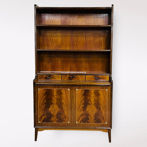 MAHOGANY bookcase, with writing flap, 20th century.