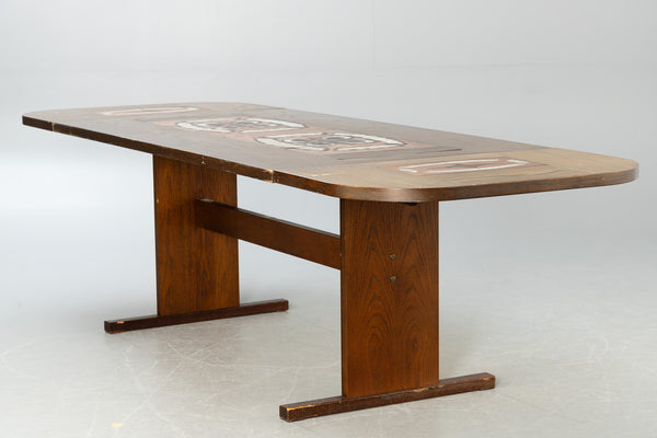 OAK DINING TABLE WITH TILES Poul H. Poulsen, Gangsoe Möbler.