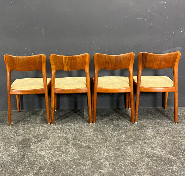 4 SOLID TEAK CHAIRS. NIELS KOEFOED.